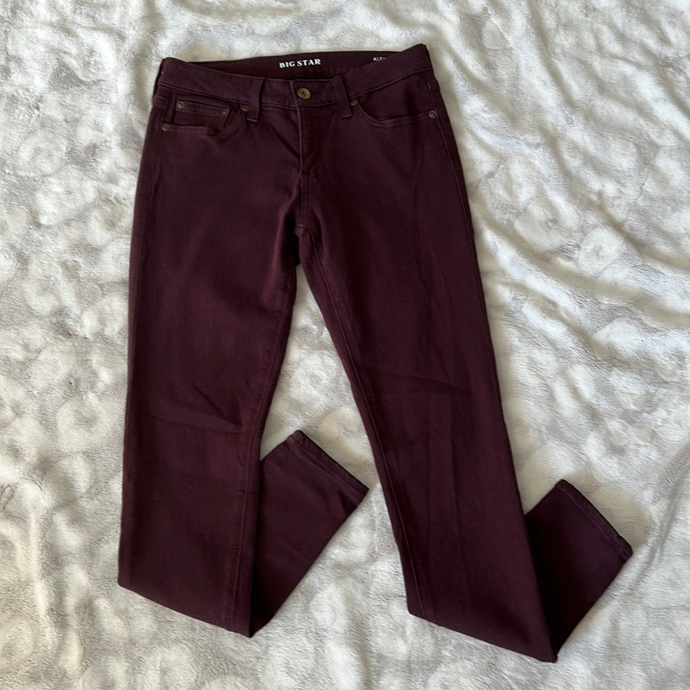 Big Star Alex Skinny Burgundy Jeans Size 27